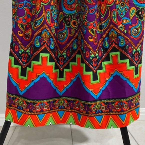 Vintage 80's Handmade Paisley Rosewood Maxi Skirt - Picture 4 of 7